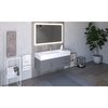 Castello Usa Nile 48" Wall Mounted Gray Vanity With White Top AndAnd Brushed Nickel Handles CB-MC-48G-BN-2053-WH